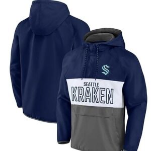 Seattle‎ Kraken Fanatics Shooter Defender Quarter-Zip Deep Sea Blue Size S NWT